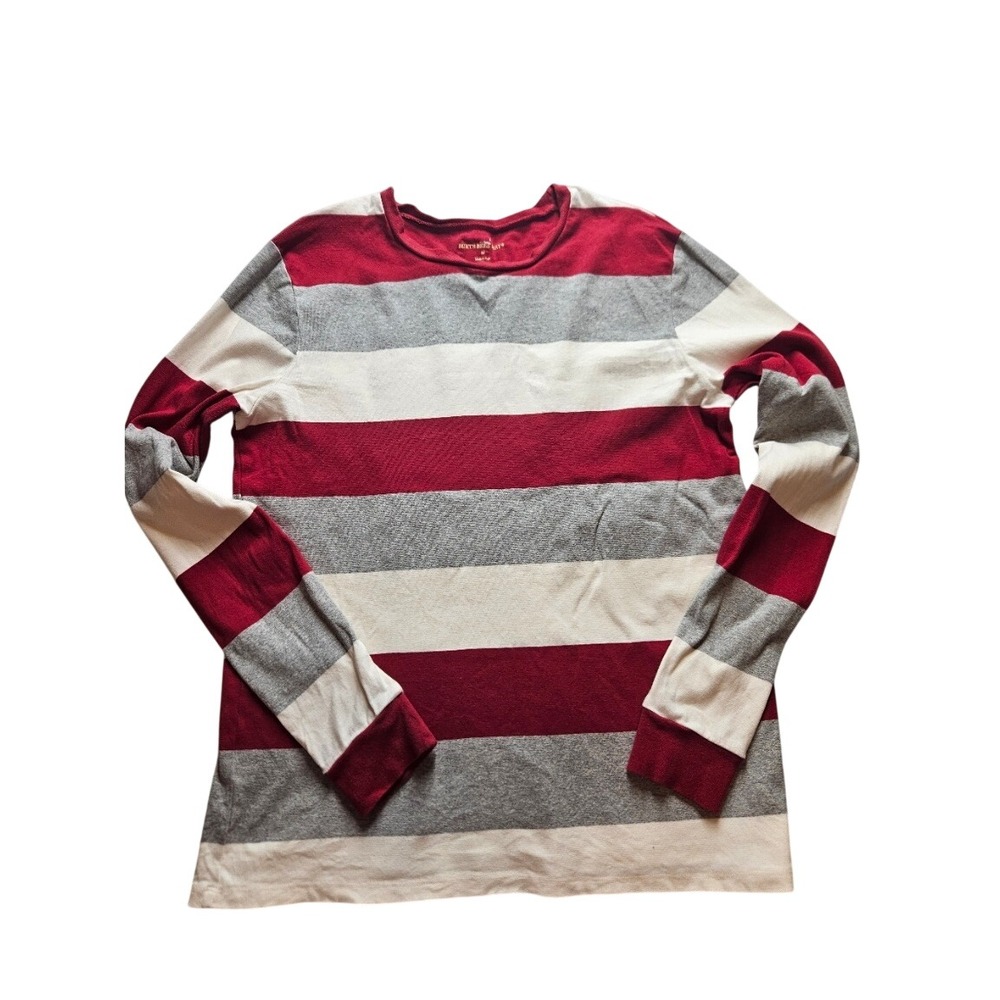 Burts Bees Baby Striped Long Sleeve Top Red Gray Cream Organic Cotton M